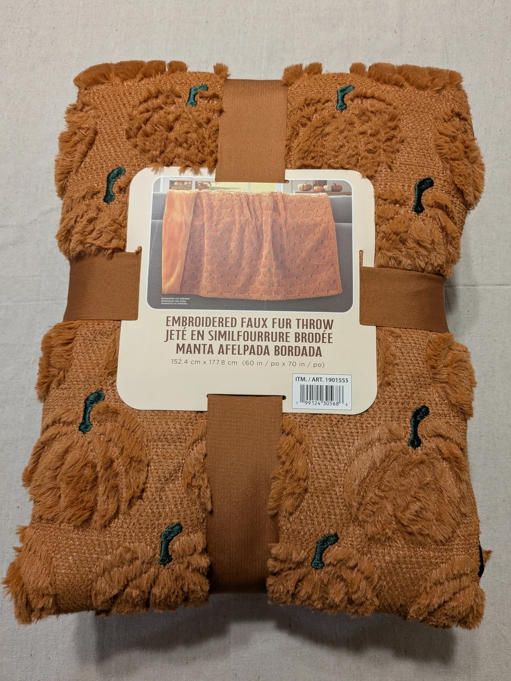 Costco Viral Tiktok Halloween Pumpkin Embroidered Throw NWT